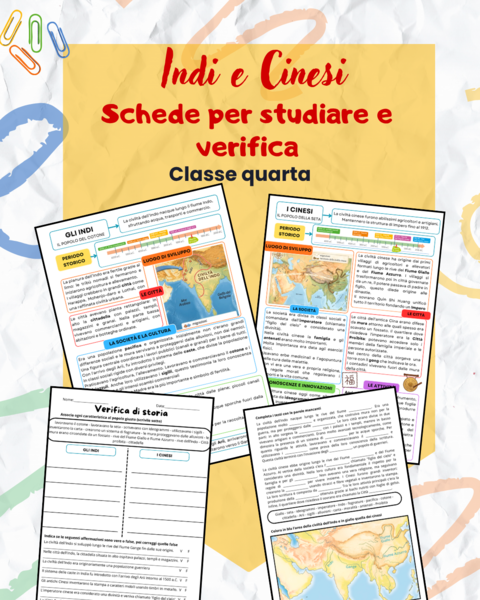 Indi e Cinesi (classe quarta) - schede informative e verifica