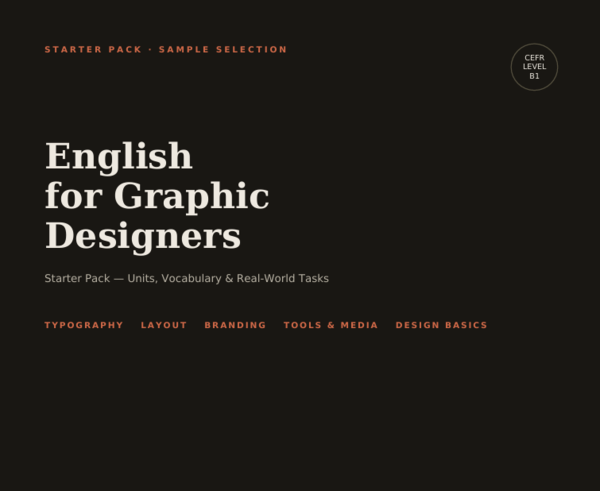 English for Graphic Designers B1 Starter Pack – inglese per grafici B1, pacchetto di prova