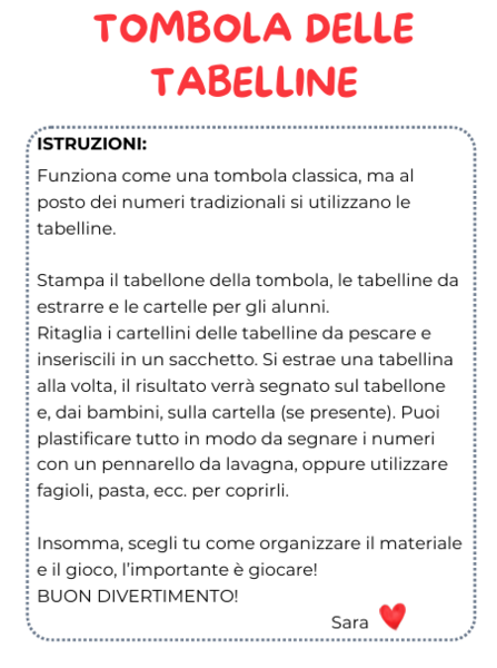 Tombola delle tabelline