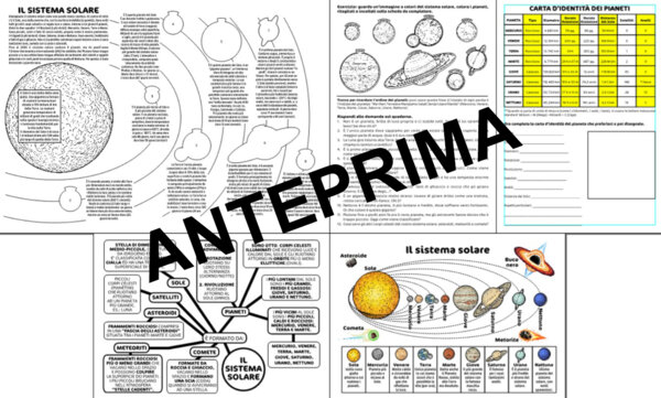 IL SISTEMA SOLARE COMPLETO E DA COMPLETARE CON ESERCIZI CLASSE QUINTA SCUOLA PRIMARIA