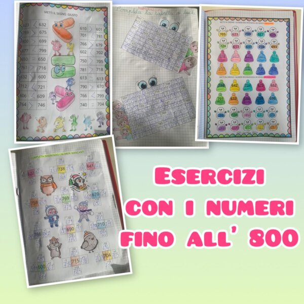 Esercizi con i numeri fino all'800