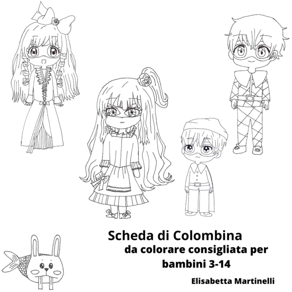Scheda di Colombina da colorare