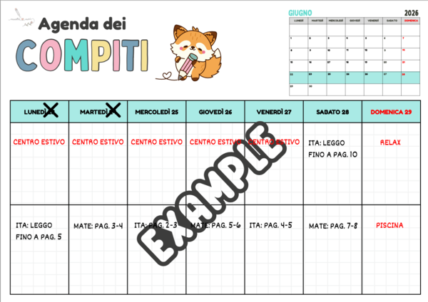Planning compiti estivi 2026