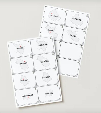 Italia centrale - Carte regioni e capoluoghi