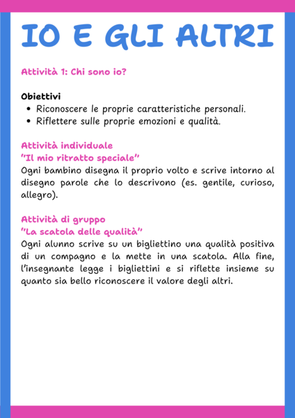 Io e gli altri unità didattica