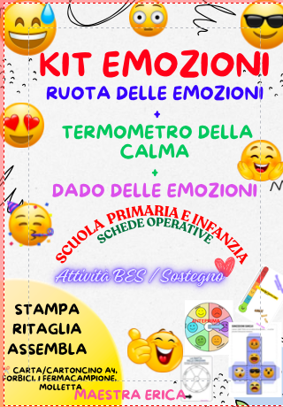 Kit Gestione Emozioni: Ruota delle emozioni, Termometro della calma, Dado emoji e schede operative | Scuola dell'Infanzia e Primaria