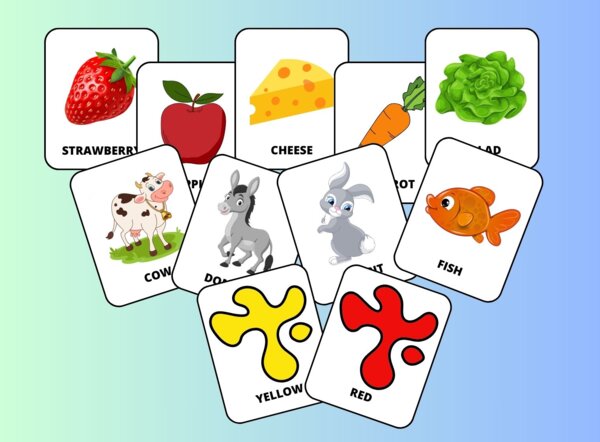 Flashcards inglese - Alimenti, animali, colori