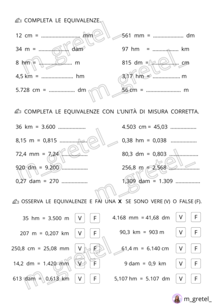 EQUIVALENZE (misure di lunghezza, capacità e massa)