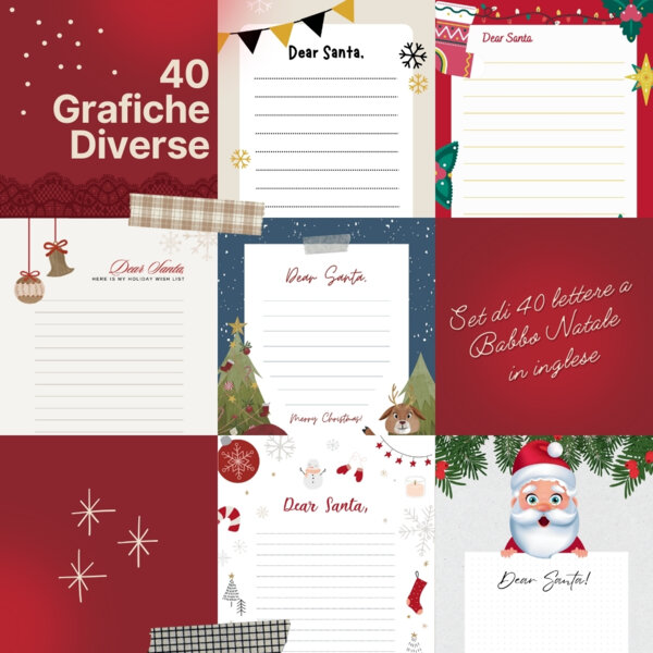 Set di 40 lettere a Babbo Natale in inglese