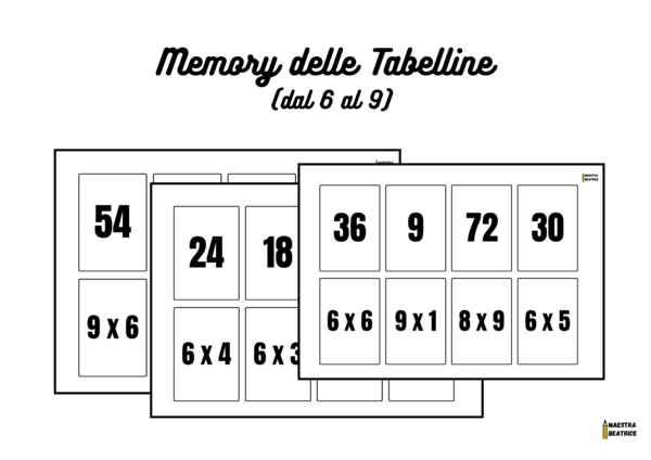 MEMORY DELLE TABELLINE DAL 6 AL 9