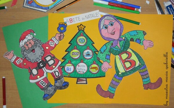 lettera B gioca con BaBBo natale , Befana e aBete