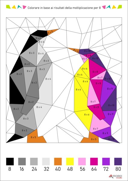 Tabellina, Colorare in base ai risultati della moltiplicazione per 8