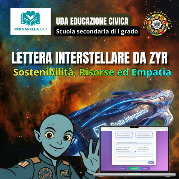 UDA EDUCAZIONE CIVICA: Lettera Interstellare da Zyr | Sostenibilità, Empatia e DD (Video + PDF + App HTML)