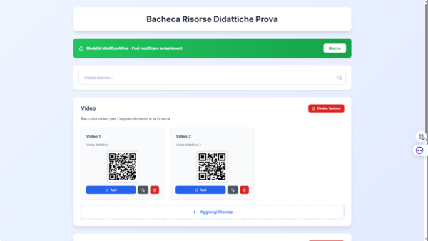 Modello di "bacheca" digitale per organizzare e gestire risorse didattiche online