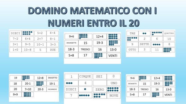 Domino matematico con i numeri entro il 20