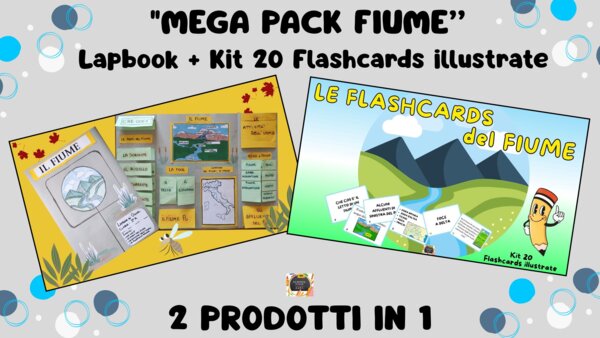 MEGA PACK IL FIUME: Lapbook Interattivo + Kit 20 Flashcards Illustrate
