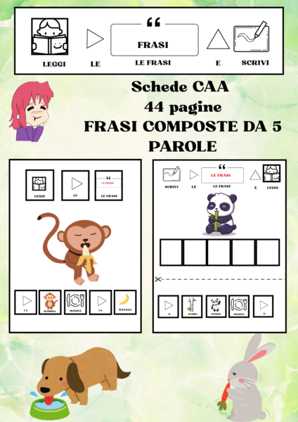 CAA: LETTURA E SCRITTURA frasi sugli animali