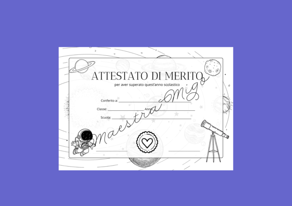 ATTESTATO DI MERITO - SPAZIO - BIANCO E NERO