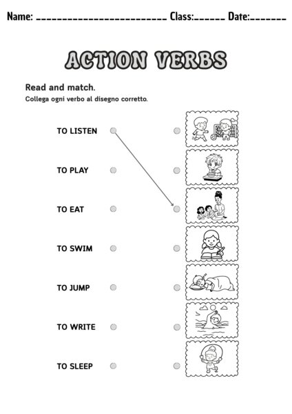 Action Verbs – Scheda Operativa di Inglese
