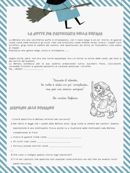 La notte più pasticciata della Befana - Lettura e comprensione per bambini