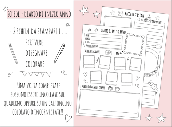 2 SCHEDE - DIARIO DI INIZIO ANNO/RICORDI D'ESTATE - BACK TO SCHOOL - Scuola Primaria
