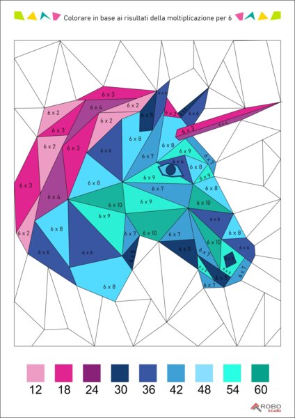 Tabellina, Colorare in base ai risultati della moltiplicazione per 6.