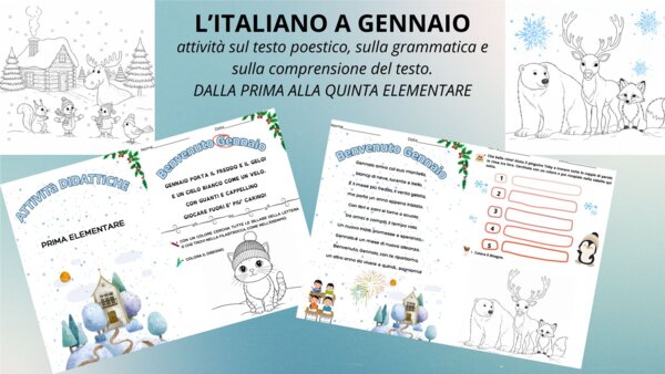 L'italiano a gennaio. Attività dalla prima alla quinta su testo poetico, analisi linguistica, grammatica, riflessioni personali e tanto altro!