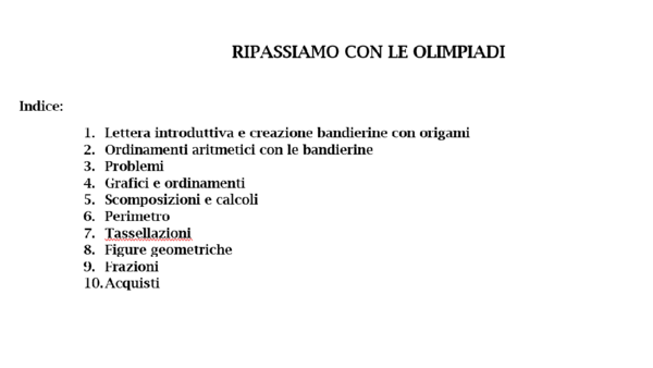 Ripasso di matematica classe quarta a tema OLIMPIADI