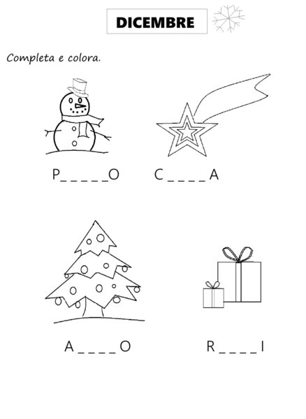 DICEMBRE - Completa e colora