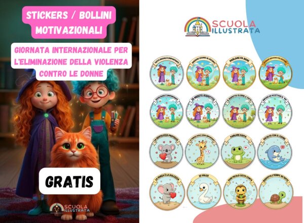 Sticker Didattici – Giornata internazionale per l'eliminazione della violenza contro le donne - 25 Novembre