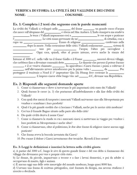 VERIFICA FINALE SULLA CIVILTA' DEGLI INDO E SULLA CIVILTA' CINESE.