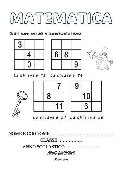 5 COPERTINE PER QUADERNI DI MATEMATICA CLASSE QUARTA