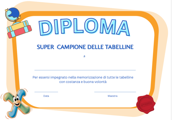 Attestato Tabelline