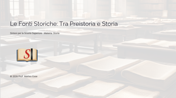 Le Fonti Storiche: Tra Preistoria e Storia – Lezione Introduttiva 1° Superiore (Slide + Verifica)