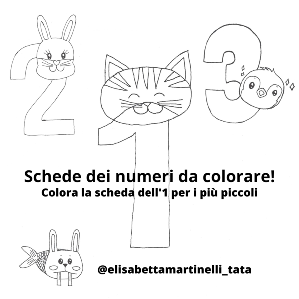 Scheda didattica dell'1 da colorare