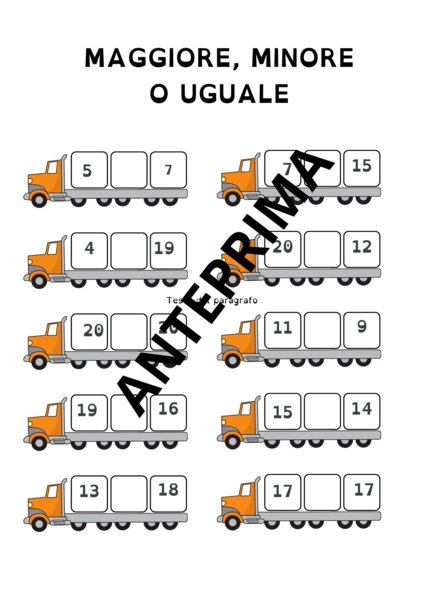CONFRONTO FRA NUMERI ENTRO IL 20