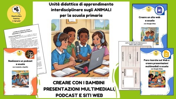 Uda completa e interdisciplinare sugli animali: creiamo podcast, presentazioni multimediali e siti web + attività di ed. civica e motoria (pack completo)