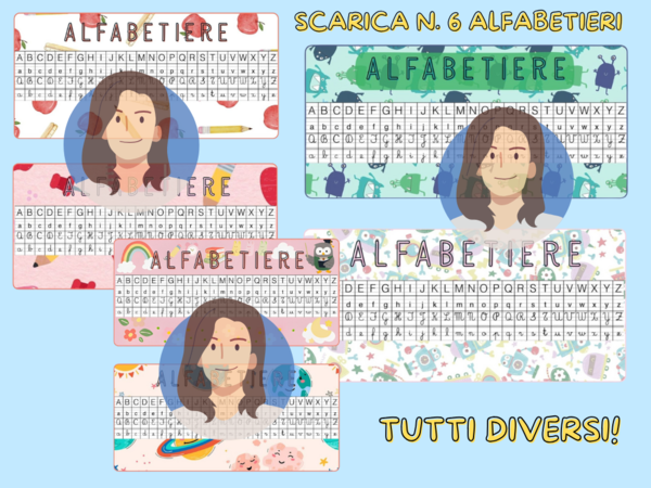 n. 6 alfabetieri tutti diversi, personalizzati