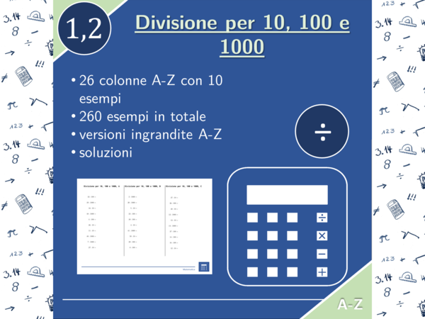 Divisione per 10, 100 e 1000 | matematica | 26 colonne