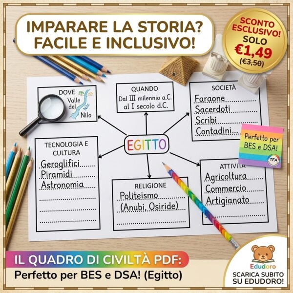 Quadro di Civiltà Inclusivo | Schema Visivo Facilitato per la Storia (Scuola Primaria - BES / DSA)