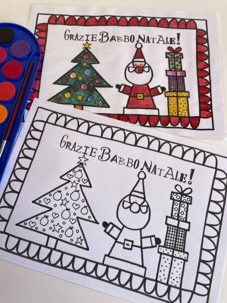 LA TOVAGLIETTA BABBO NATALE E ALBERO DA COLORARE