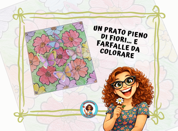 PRATO CON FARFALLE - DA COLORARE