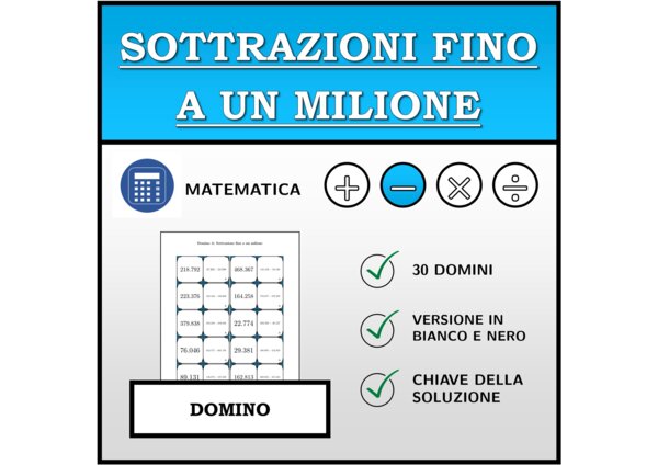 Domino - Sottrazioni fino a un milione | Attività Matematica