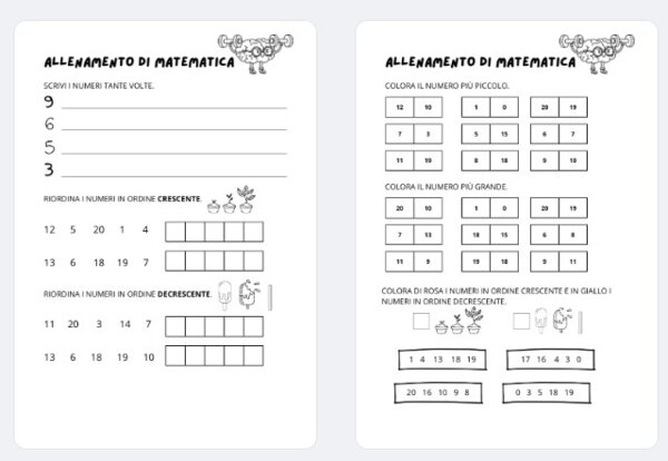 allenamento di matematica (Classe prima/seconda primaria)
