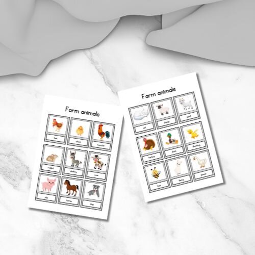Flashcards animali della fattoria in inglese