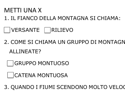 Montagna: Verifica per la classe + verifica versione semplificata - su tutti gli argomenti della montagna