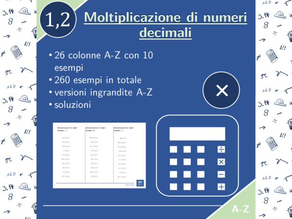 Moltiplicazione di numeri decimali | matematica | 26 colonne