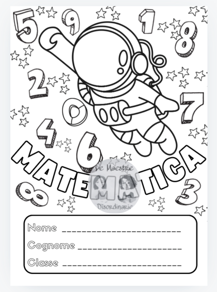 Copertina tema spaziale quaderno di matematica