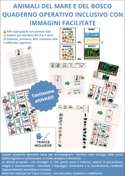 Quaderno Operativo Inclusivo: Animali del Mare e del Bosco