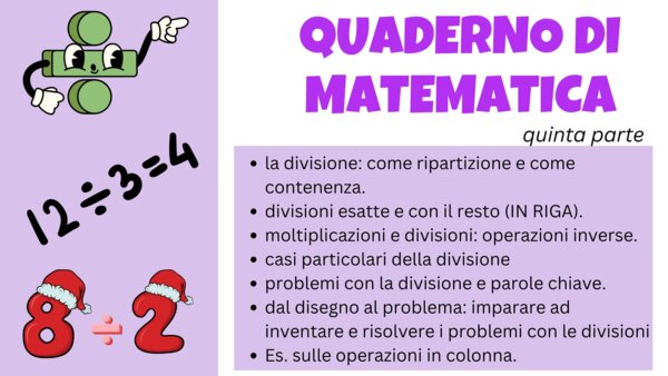 QUADERNO MATE classe terza (parte 5 - DIVISIONI)